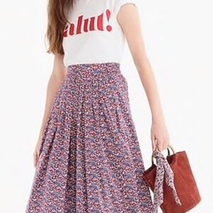 J. Crew Liberty “Betsy Ann” Ditsy Floral Print Fine Cotton Midi Skirt 16 Pockets